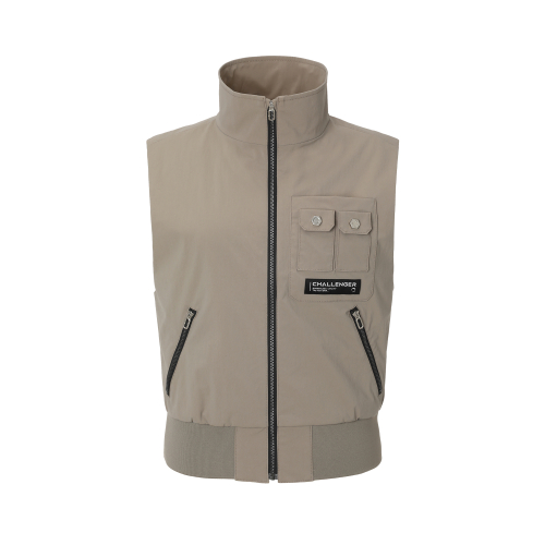 Женский жилет с воротником и карманами, Beige
