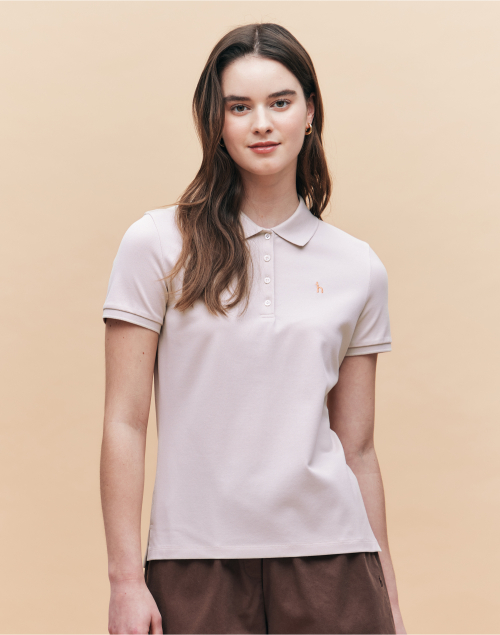 Slim fit поло с коротким рукавом (light beige)