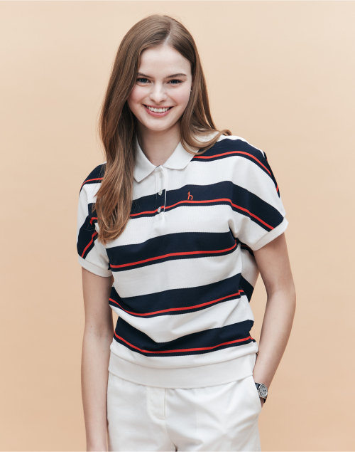Поло в полоску Relaxed Fit Navy