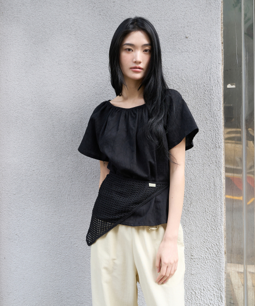 String shirring блузка (чёрный)