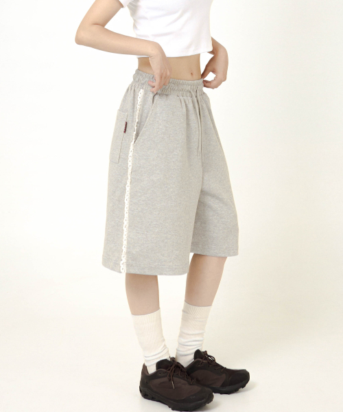 Lace Track Bermuda Shorts Black