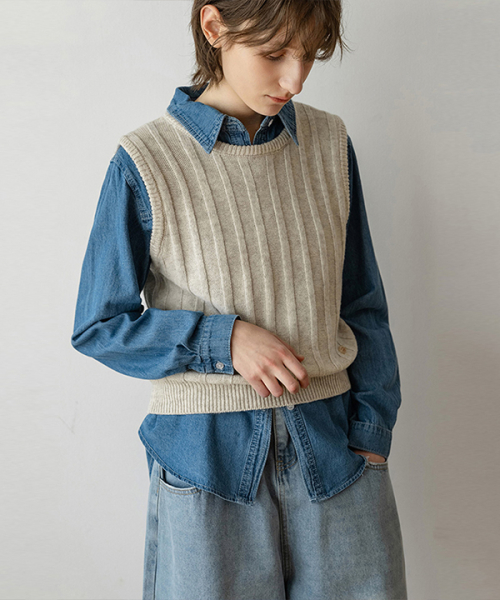 Ribbed Wool Knit Vest_EESVT19_3colors