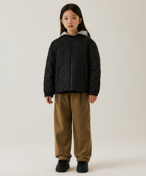 무신사 스탠다드 키즈() 디태처블 후드 퀼티드 패딩 재킷 [블랙] 상품 이미지