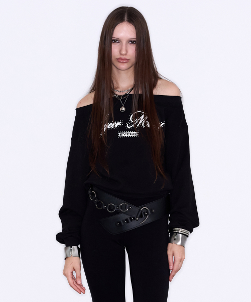 Off Shoulder Sweatshirt - Black