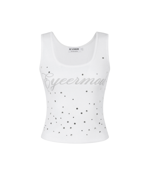 Crystal Beads Tank Top - White