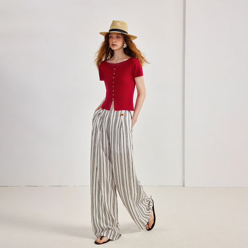 YY_Thin straight wide-leg mop pants_2color
