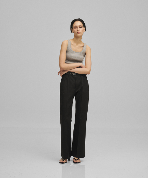 w. Tailored Twill Bootcut Pants (Black)