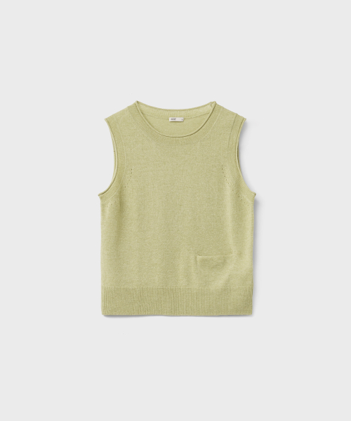 w. Pauline Rolled Knit Vest (Moss Green)