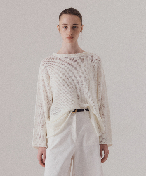 실른(SILN) Raw edge slit knit pullover (IVORY) - 사이즈 & 후기 | 무신사