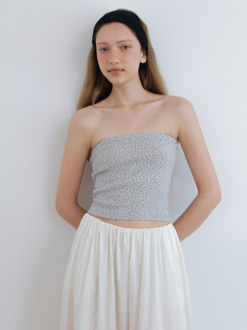 FLORAL TUBE TOP GREY