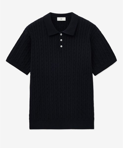 Cable Polo Knit Top (Navy) TNSW5E206N2