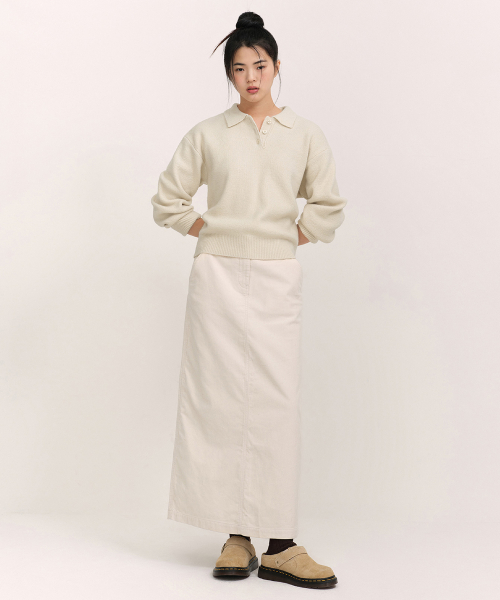 무신사 스탠다드 우먼 우먼즈 11W 코듀로이 맥시 스커트 [크림]