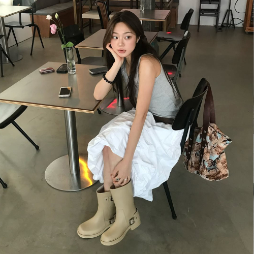 슈콤마보니(SUECOMMA BONNIE) Buckle rain boots(beige)_