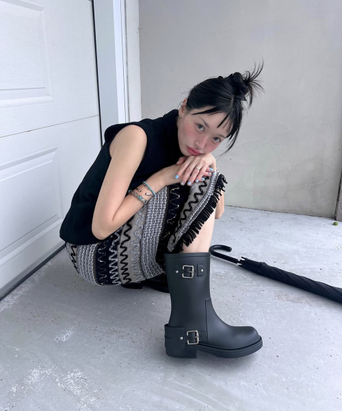 [SUECOMMA BONNIE] Buckle rain boots BLACK / 税込み 슈콤마보니(SUECOMMA BONNIE) Buckle rain boots(black)_