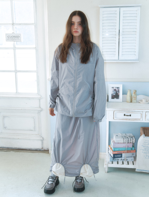 Utility Windbreaker Long Sleeve Anorak - gray