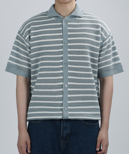STR SUMMER CARDIGAN (SMOKE SKY/WHITE)