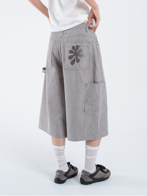 Шорты-бермуды Oaf в полоску с лого Grey/White