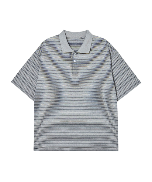 Stripe polo t shirt - SLATE GREY