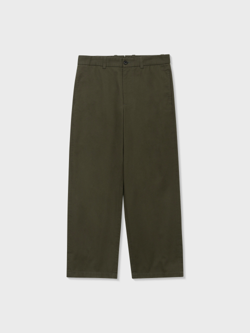 COTTON WIDE CHINO PANTS (OLIVE)