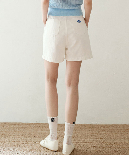 슬로우롤리() Single Pintuck Cotton short pants - Ivory 상품 이미지