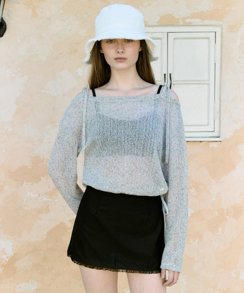 로라로라() SEE-THROUGH STRING KNIT GRAY 상품 이미지