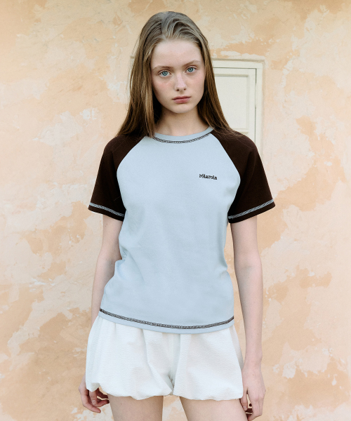 로라로라() RAGLAN STITCH T-SHIRT BL+BR 상품 이미지