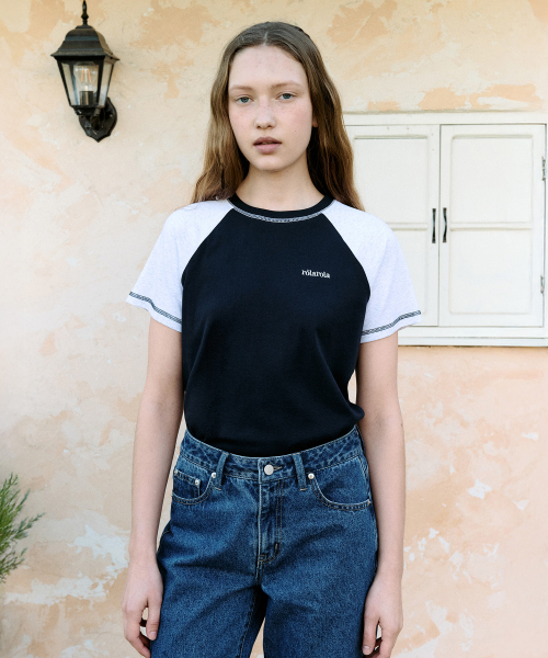 로라로라() RAGLAN STITCH T-SHIRT NV+M/GY 상품 이미지