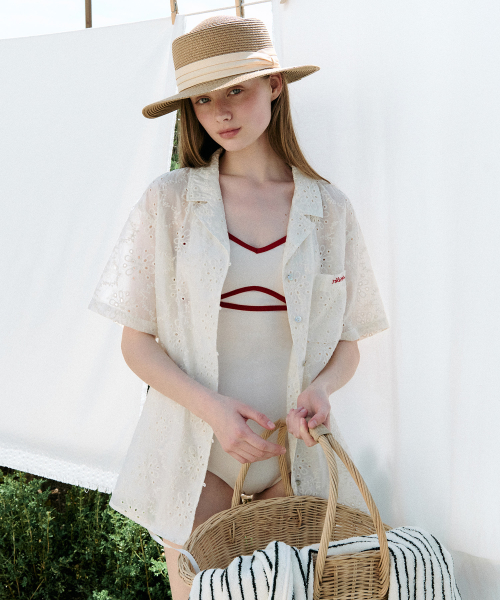 로라로라() EMBROIDERY DETAIL STRAP SHIRT IVORY 상품 이미지
