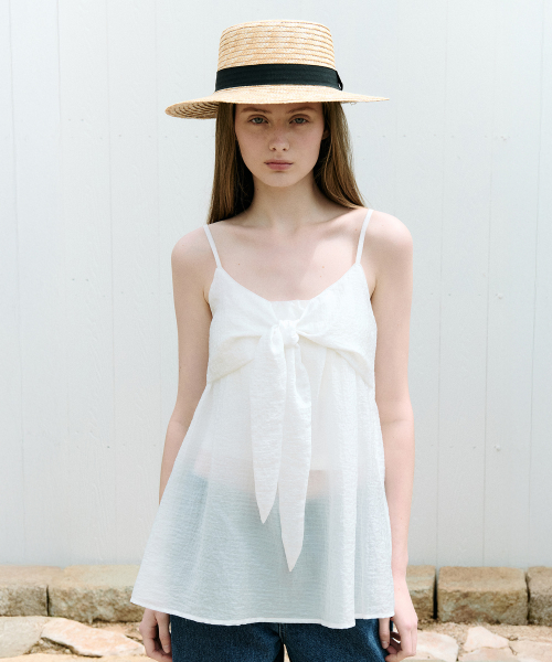로라로라() SHIRRING RIBBON SLEEVELESS WHITE 상품 이미지