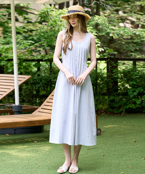 슬로우롤리() Pintuck long sleeveless dress - Sky blue 상품 이미지