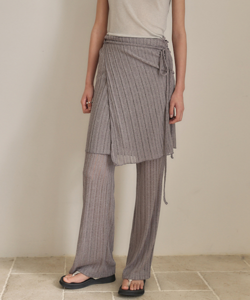 LINEN WRAP PANTS [ BROWN ]