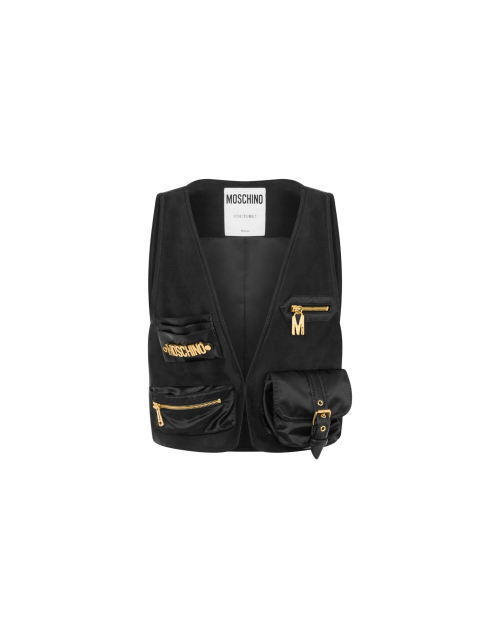 Жилет с карманами на золотой молнии