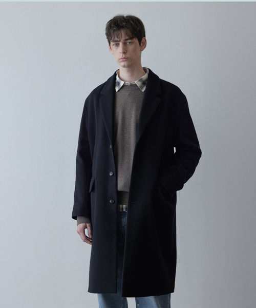 Pecolamb Beaver Wool Single пальто - Dark Navy