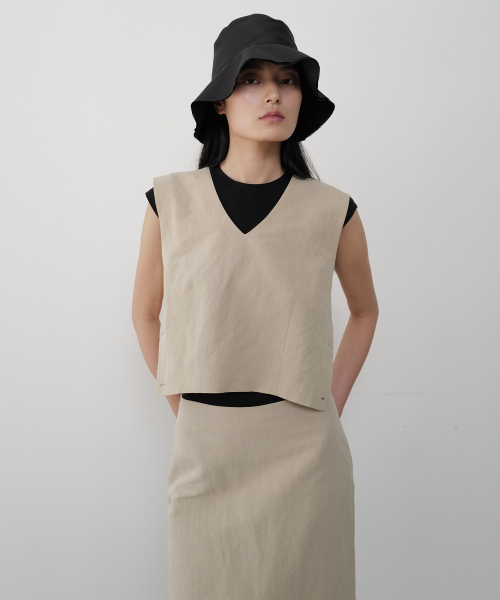 Жилет с боковыми пуговицами (Beige)