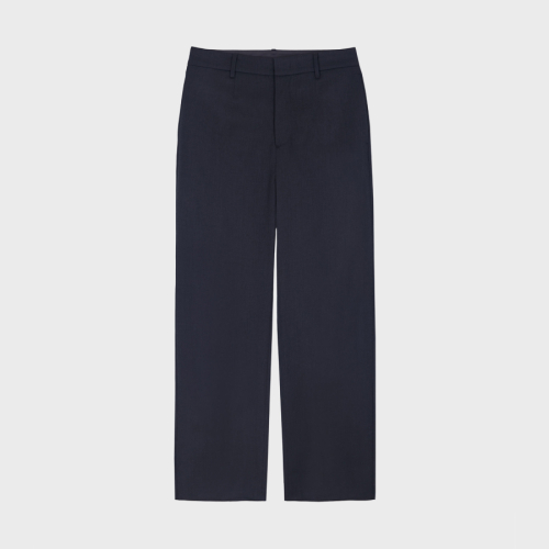 Fine Wool Semi Wide Slacks - Dark Navy
