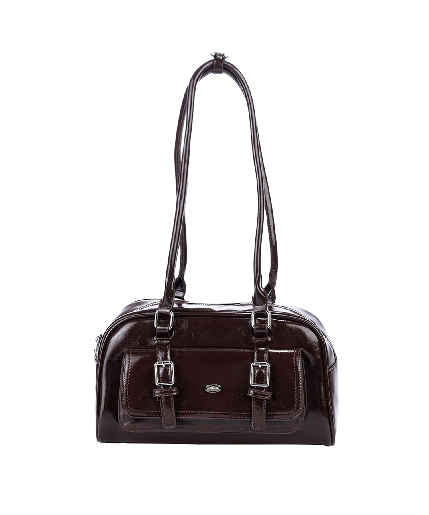 Buckle strap shoulder bag Deep Brown