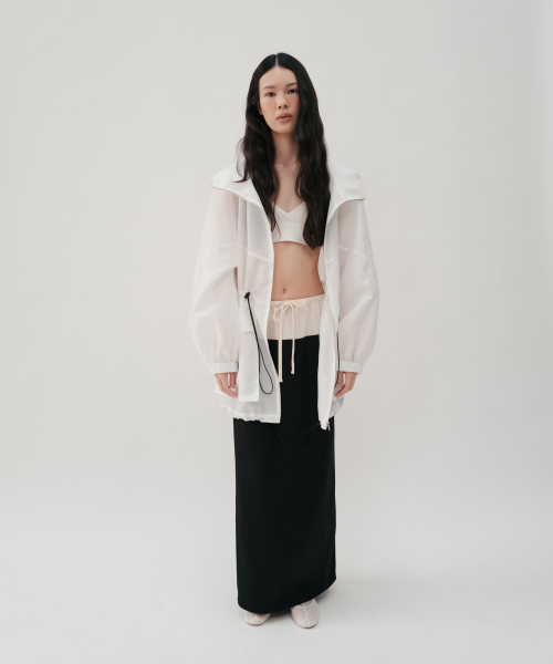 SAVA CONTRAST SATIN SKIRT (BLACK)