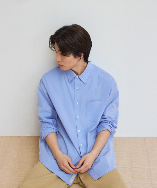 Poplin Stripe рубашка - Blue