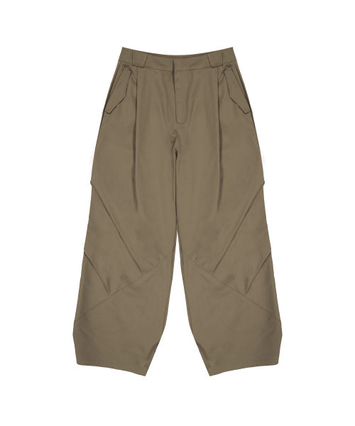 Side Drape Wide Pants - CAMEL