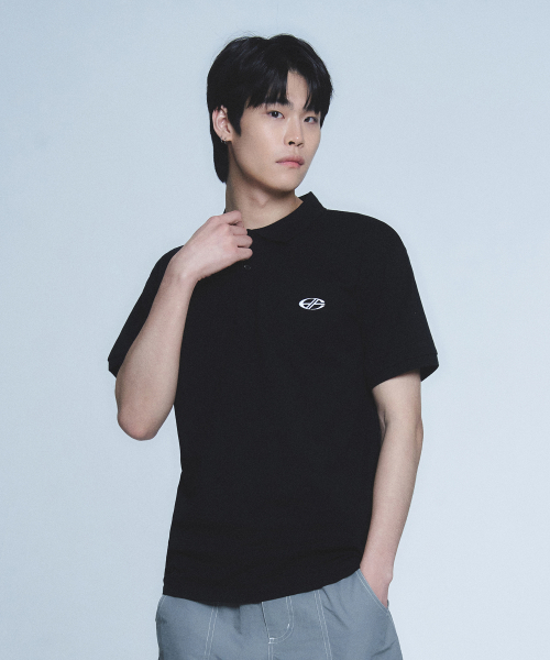BASIC COLLAR T-SHIRT-[BLACK]
