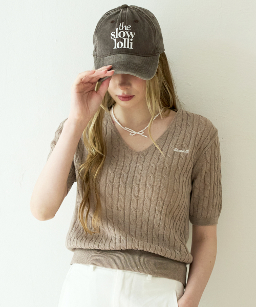 슬로우롤리() Lettering print ball cap - Brown 상품 이미지