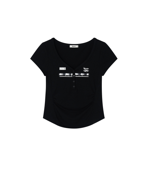 Tシャツ・カットソー Kashiko 25ss Zen Button Henley Neck Top Kashiko 25ss Zen Button Henley Neck Top (Kashiko/Tシャツ