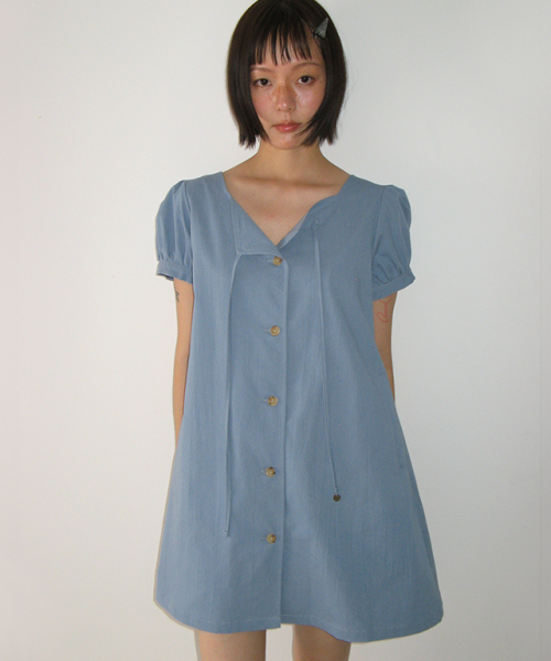 RONRON ♥ CHARMING PUFF SLEEVE BUTTON DRESS /追跡付 CHARMING PUFF SLEEVE BUTTON DRESS WHITE - RONRON 론론