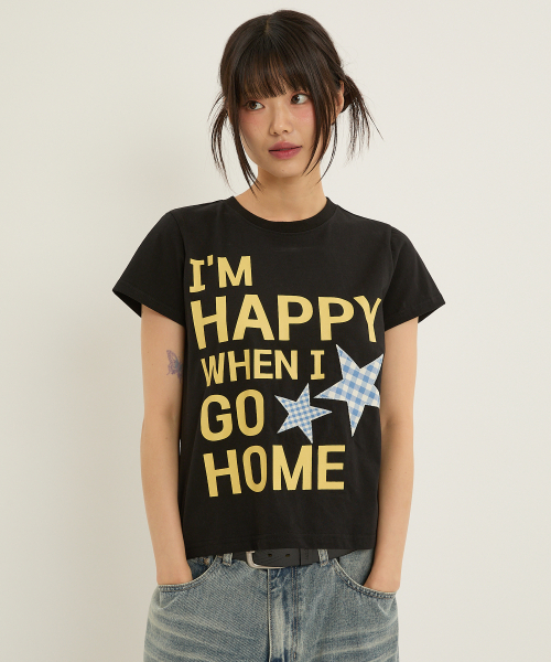 I am HAPPY 반팔티셔츠 블랙