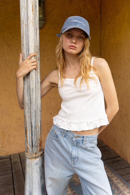 Топ без рукавов со сборками Poppy (Ivory)