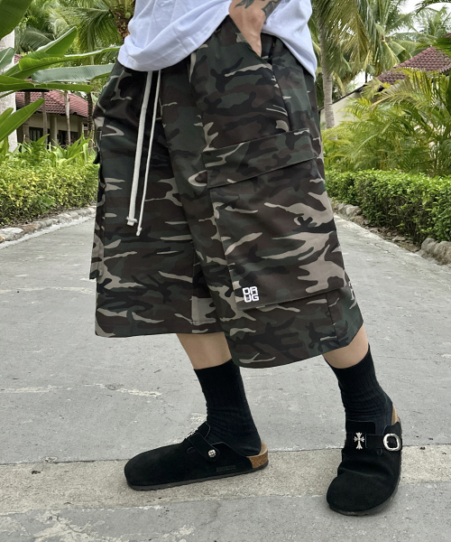 NYLON CARGO BERMUDA PANTS, CAMO