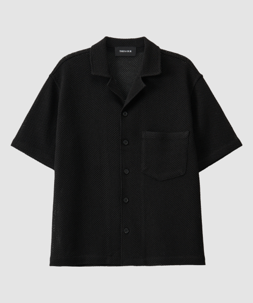 Вязаная рубашка с коротким рукавом (Black)