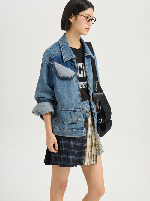 Front Detail Denim Collar Jacket (blue) LFPDM25300BUX
