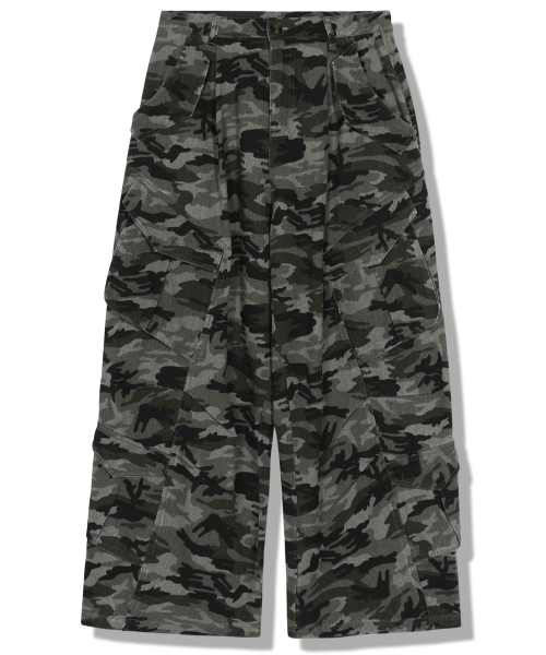 (W) Карго-брюки камуфляж Curved Double Pocket