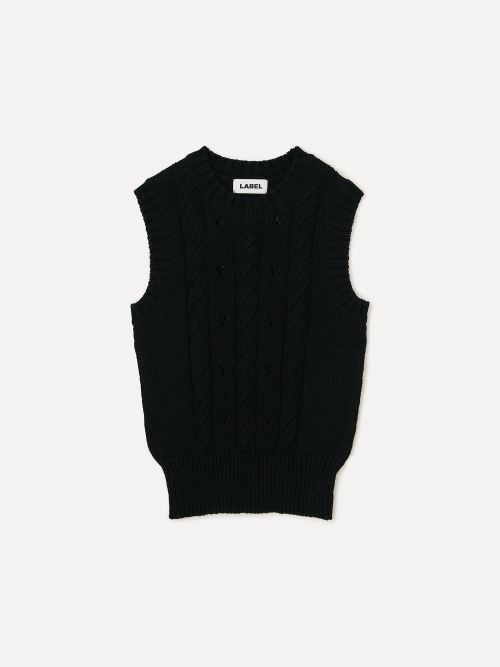 W Vova cable knit vest black